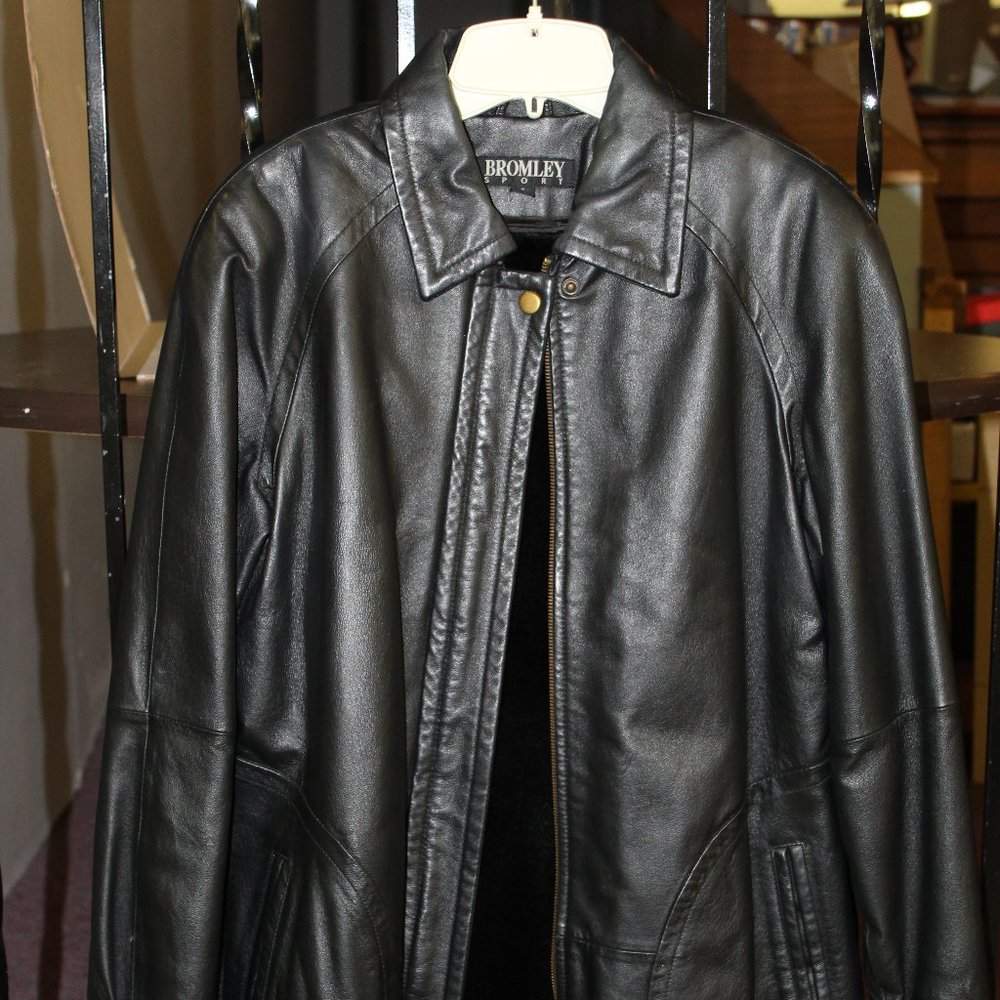 Bromley Sport Leather Jacket, Small, Black